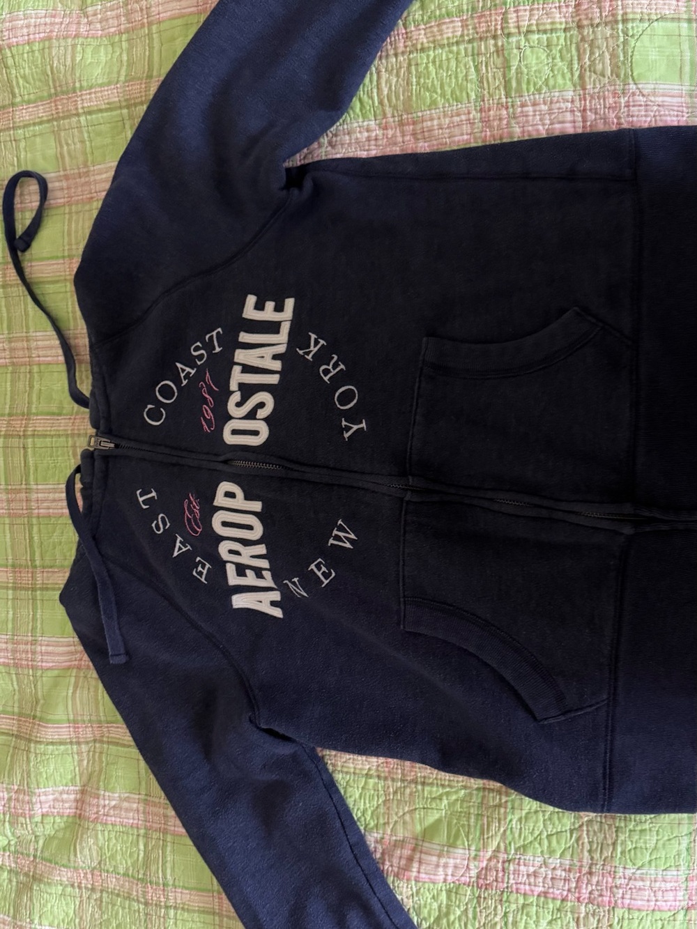 Aeropostale Navy Hooded Zip Jacket with Logo
